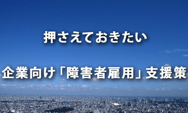 押さえておきたい 企業向けの「障害者雇用」支援策