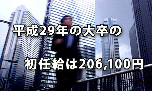 平成29年の大卒の初任給は206,100円
