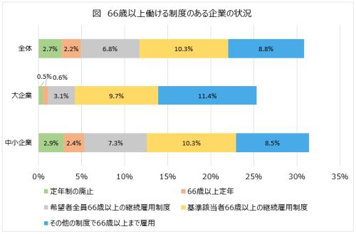 66歳以上働ける制度のある企業の状況